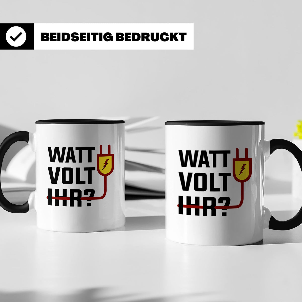 Elektriker Tasse - Stromschlag Gefahr - Techniker Geschenkid – Schwarz [farbe:schwarz]