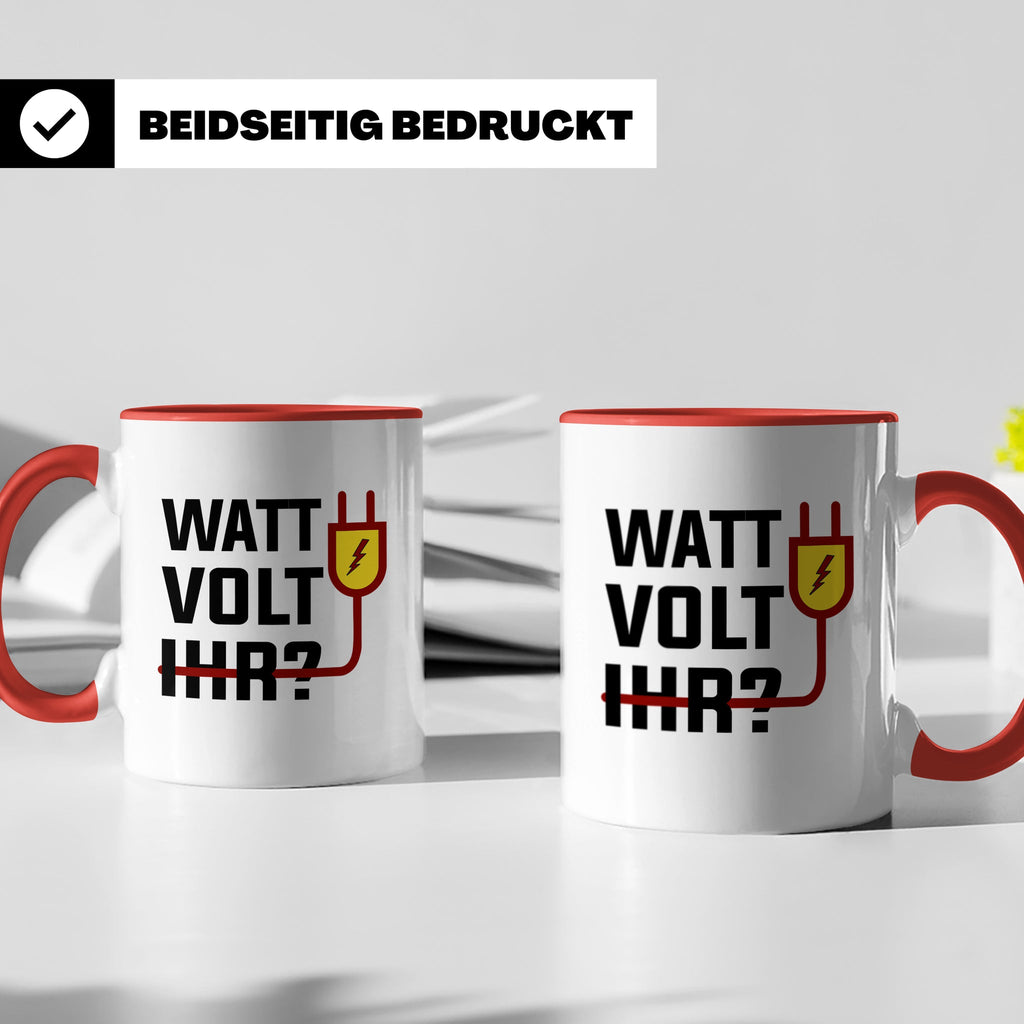 Elektriker Tasse - Stromschlag Gefahr - Techniker Geschenkid – Rot [farbe:rot]
