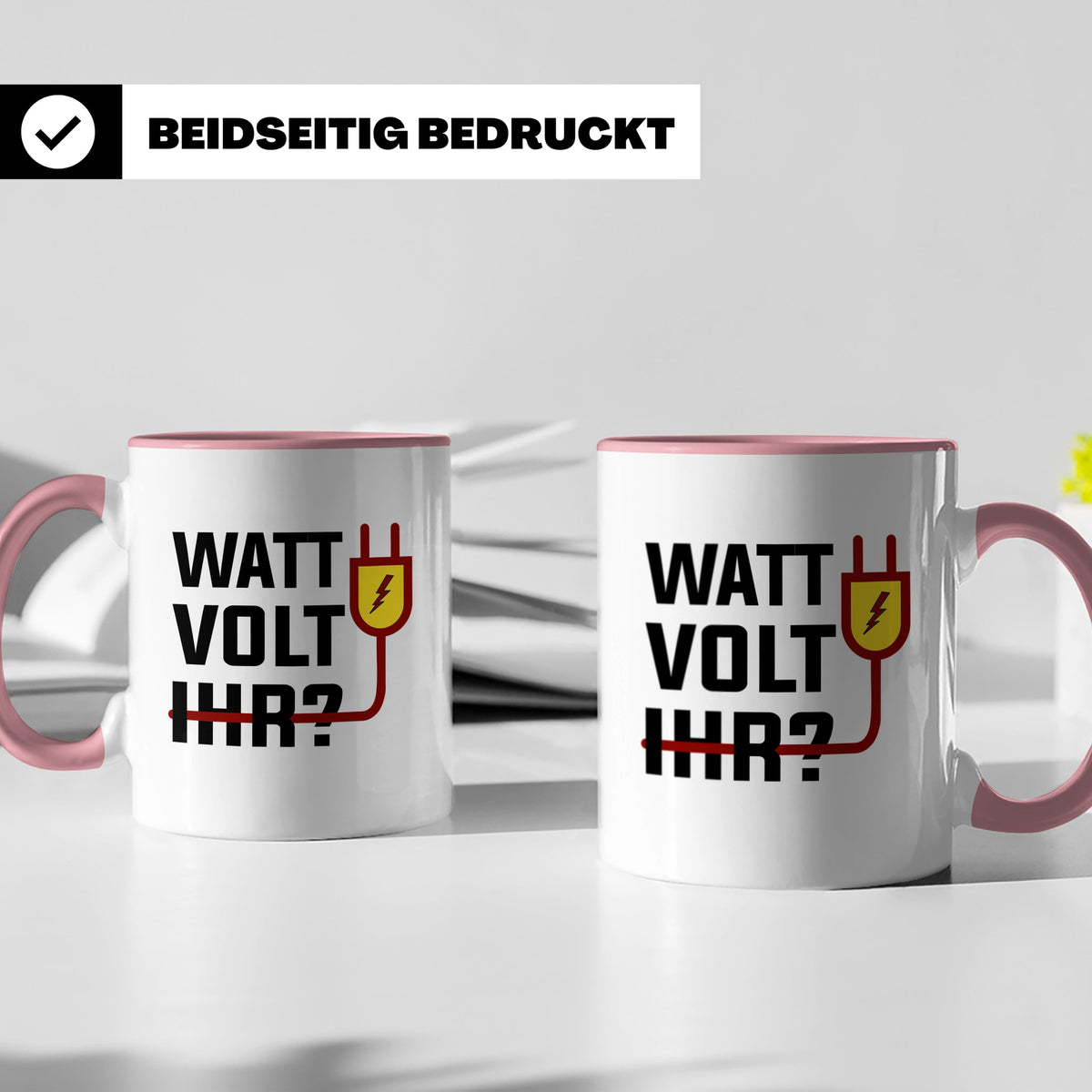 Elektriker Tasse - Stromschlag Gefahr - Techniker Geschenkid – Rosa [farbe:rosa]