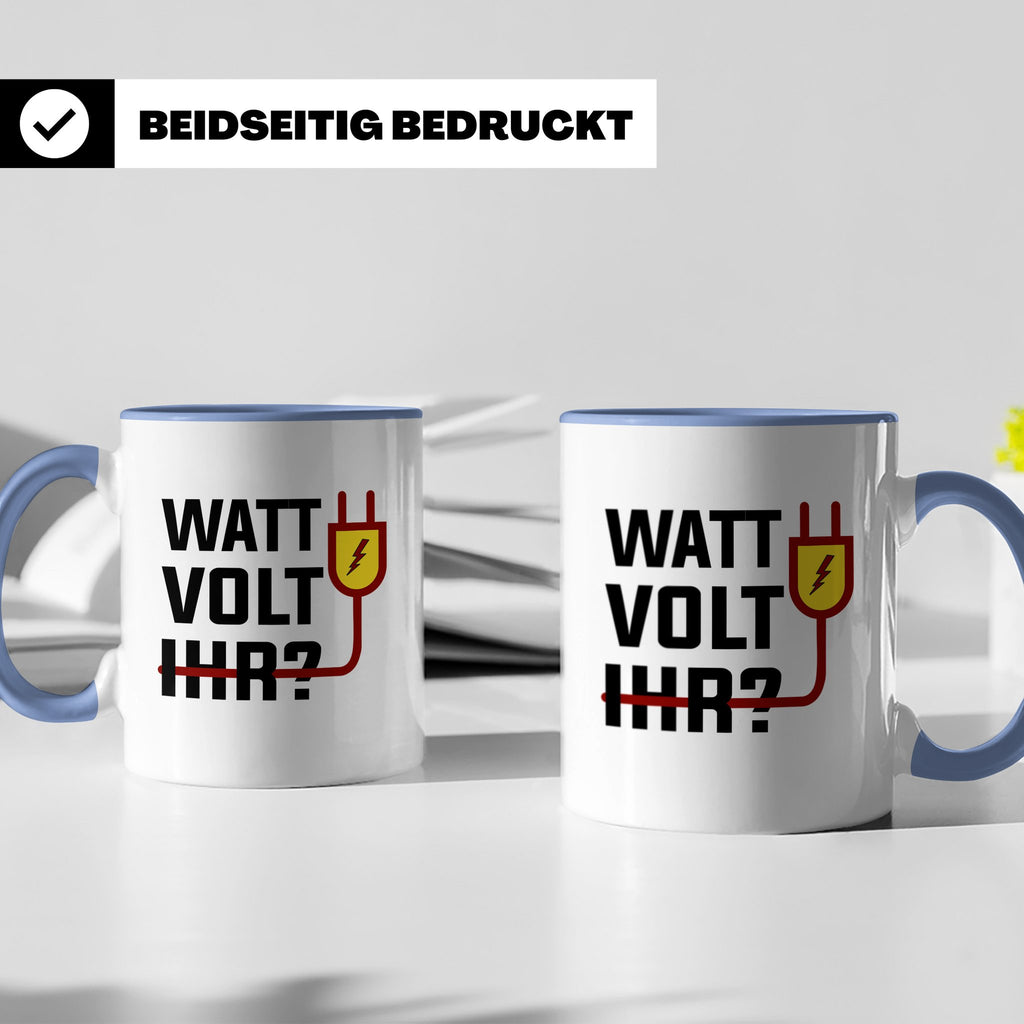 Elektriker Tasse - Stromschlag Gefahr - Techniker Geschenkid – Blau [farbe:blau]