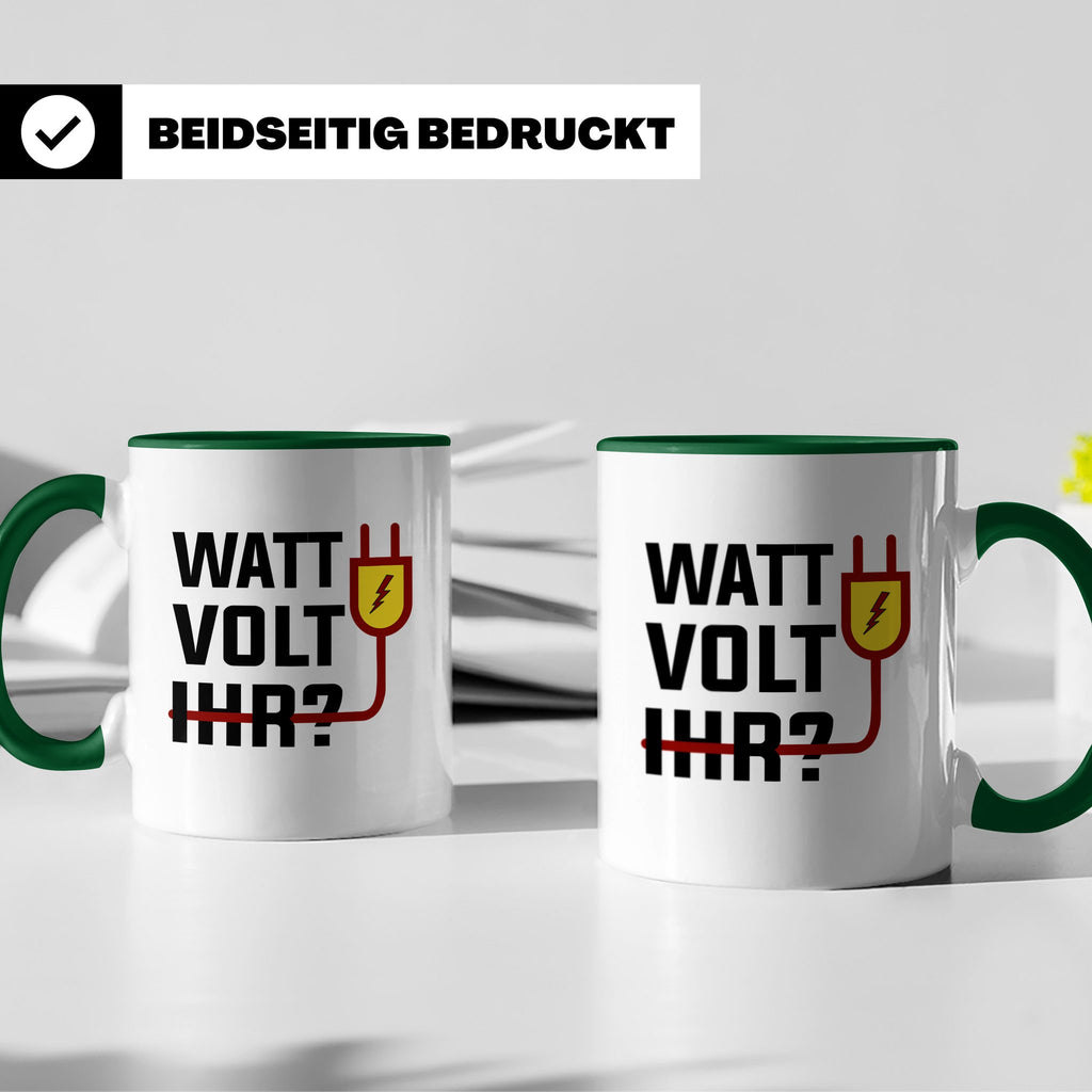 Elektriker Tasse - Stromschlag Gefahr - Techniker Geschenkid – Grün [farbe:grün]