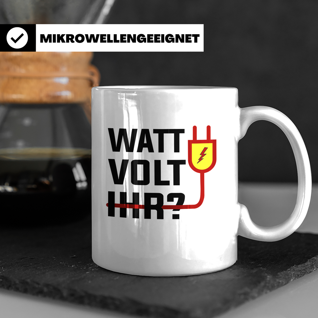 Elektriker Tasse - Stromschlag Gefahr - Techniker Geschenkid – Weiß [farbe:weiß]