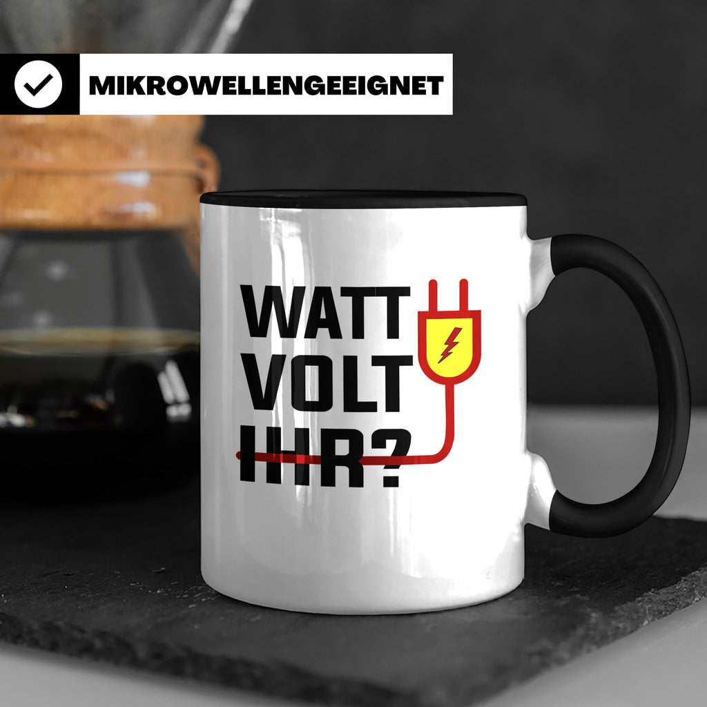 Elektriker Tasse - Stromschlag Gefahr - Techniker Geschenkid – Schwarz [farbe:schwarz]