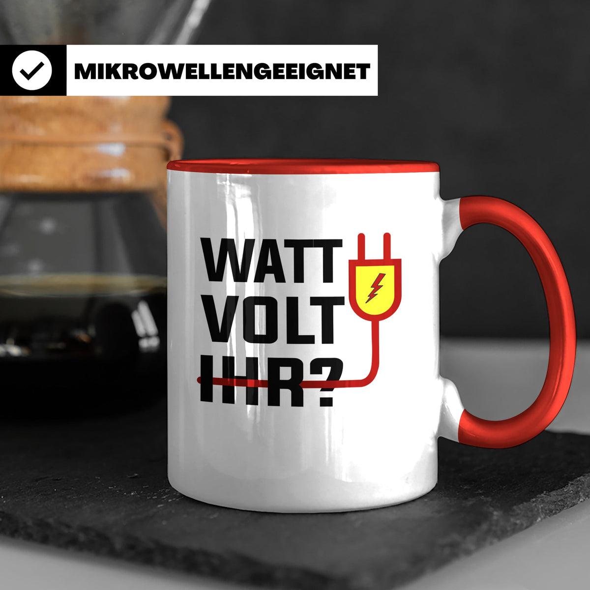 Elektriker Tasse - Stromschlag Gefahr - Techniker Geschenkid – Rot [farbe:rot]