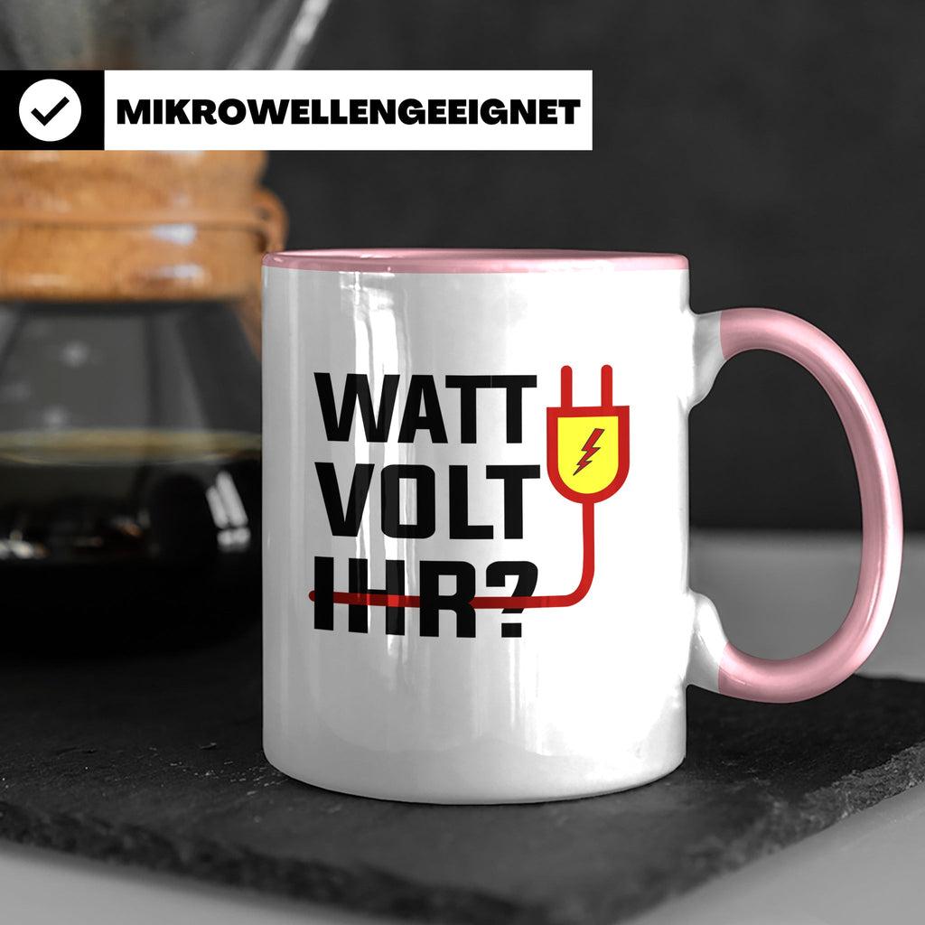 Elektriker Tasse - Stromschlag Gefahr - Techniker Geschenkid – Rosa [farbe:rosa]