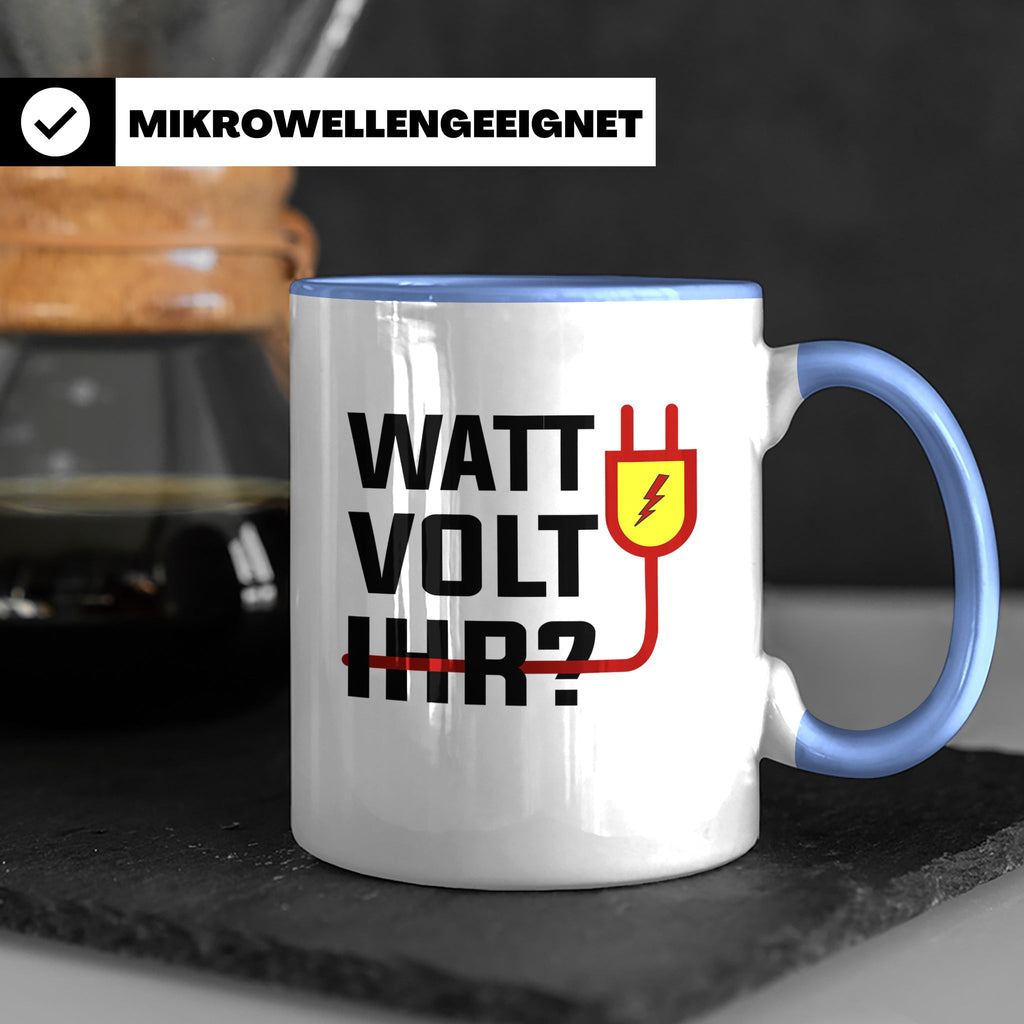 Elektriker Tasse - Stromschlag Gefahr - Techniker Geschenkid – Blau [farbe:blau]