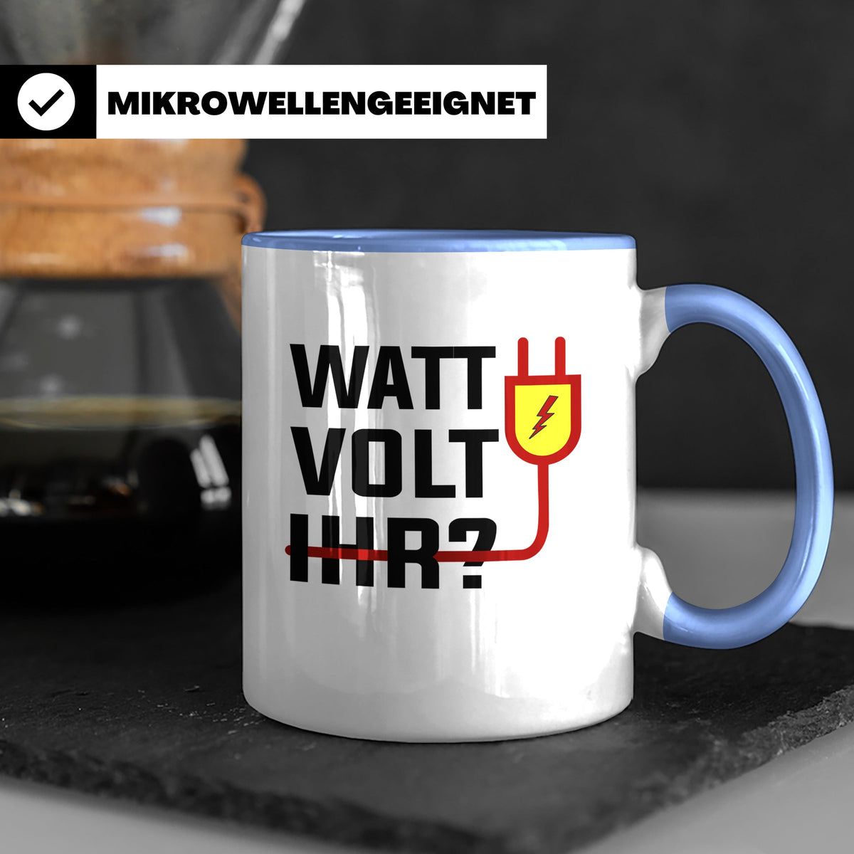Elektriker Tasse - Stromschlag Gefahr - Techniker Geschenkid – Blau [farbe:blau]