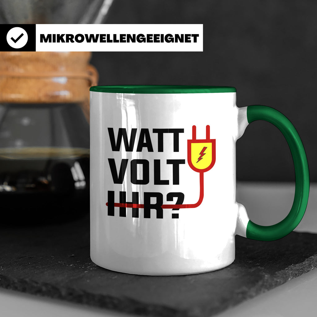 Elektriker Tasse - Stromschlag Gefahr - Techniker Geschenkid – Grün [farbe:grün]