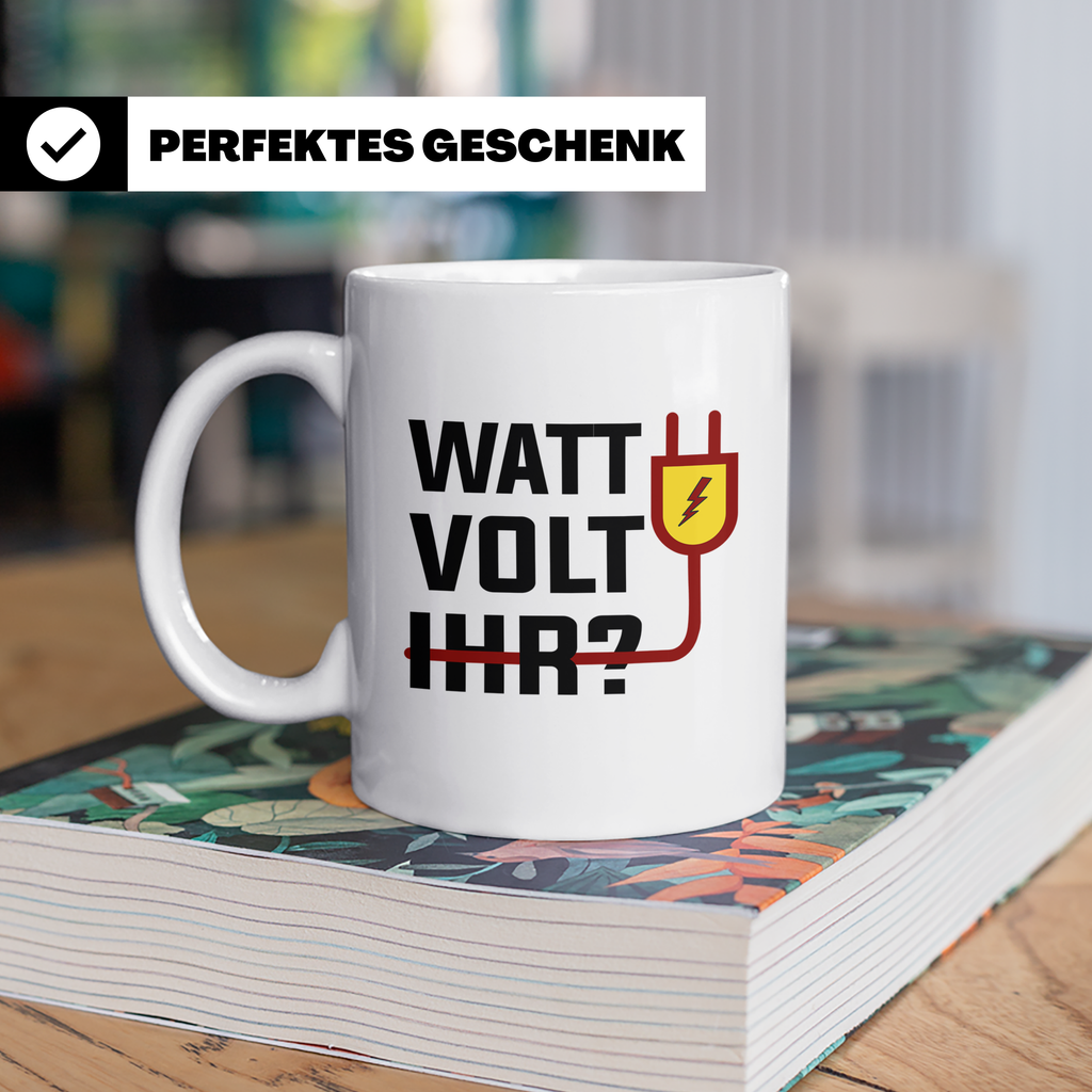 Elektriker Tasse - Stromschlag Gefahr - Techniker Geschenkid – Weiß [farbe:weiß]