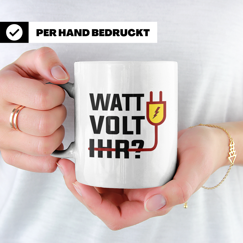 Elektriker Tasse - Stromschlag Gefahr - Techniker Geschenkid – Weiß [farbe:weiß]