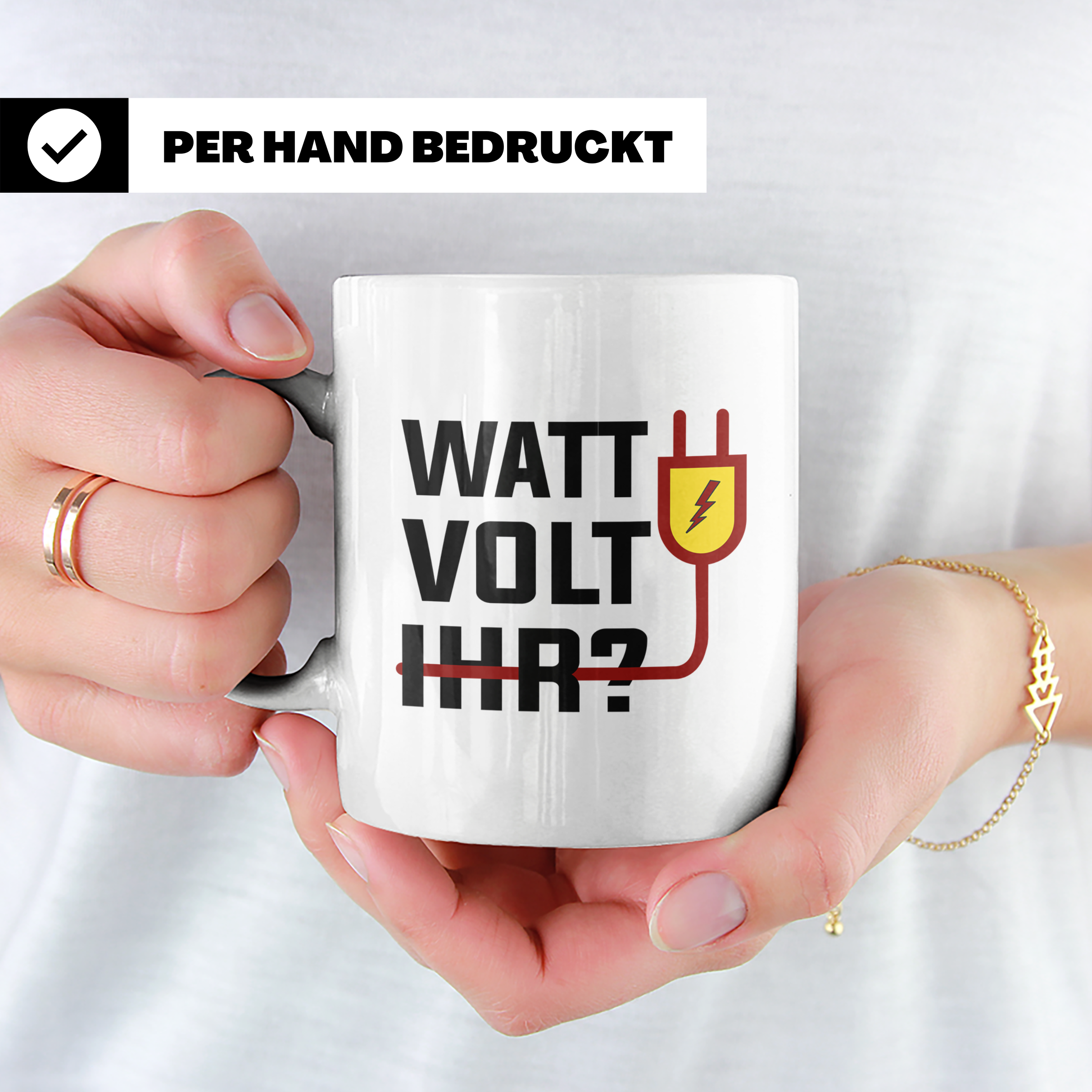 Elektriker Tasse - Stromschlag Gefahr - Techniker Geschenkid – Weiß [farbe:weiß]
