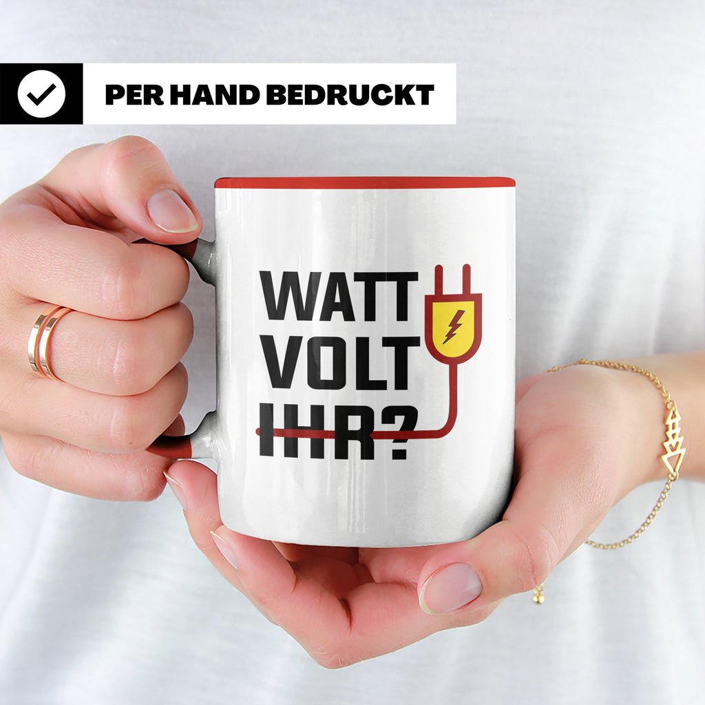 Elektriker Tasse - Stromschlag Gefahr - Techniker Geschenkid – Rot [farbe:rot]