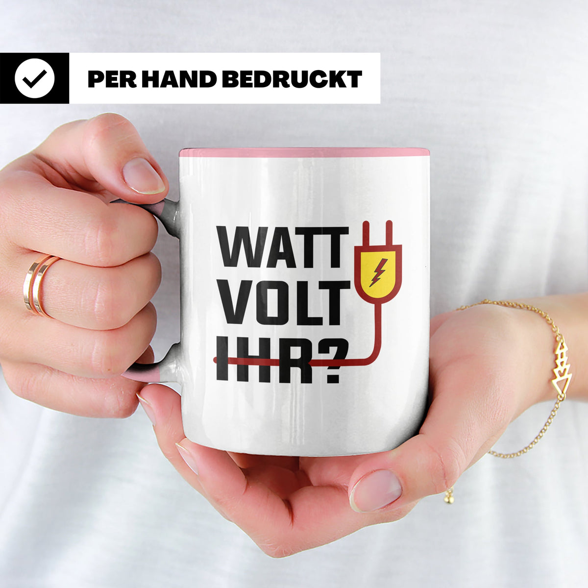 Elektriker Tasse - Stromschlag Gefahr - Techniker Geschenkid – Rosa [farbe:rosa]