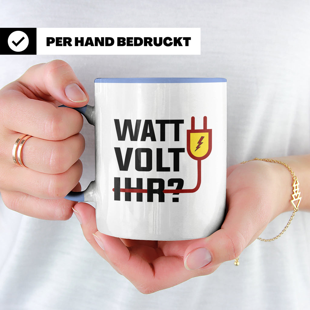 Elektriker Tasse - Stromschlag Gefahr - Techniker Geschenkid – Blau [farbe:blau]