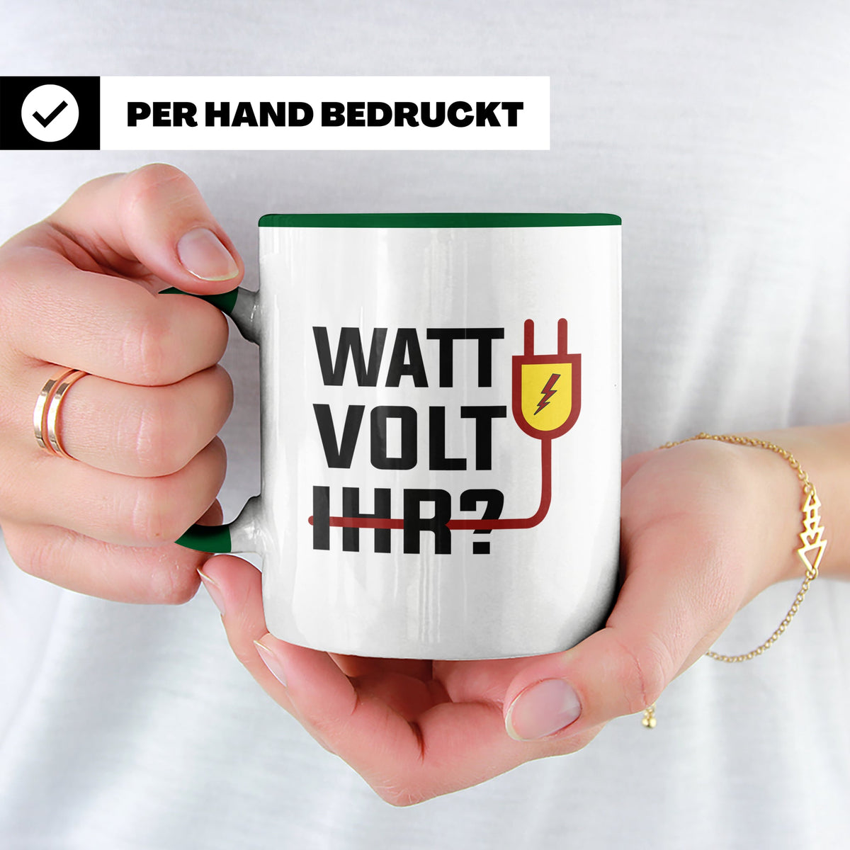Elektriker Tasse - Stromschlag Gefahr - Techniker Geschenkid – Grün [farbe:grün]