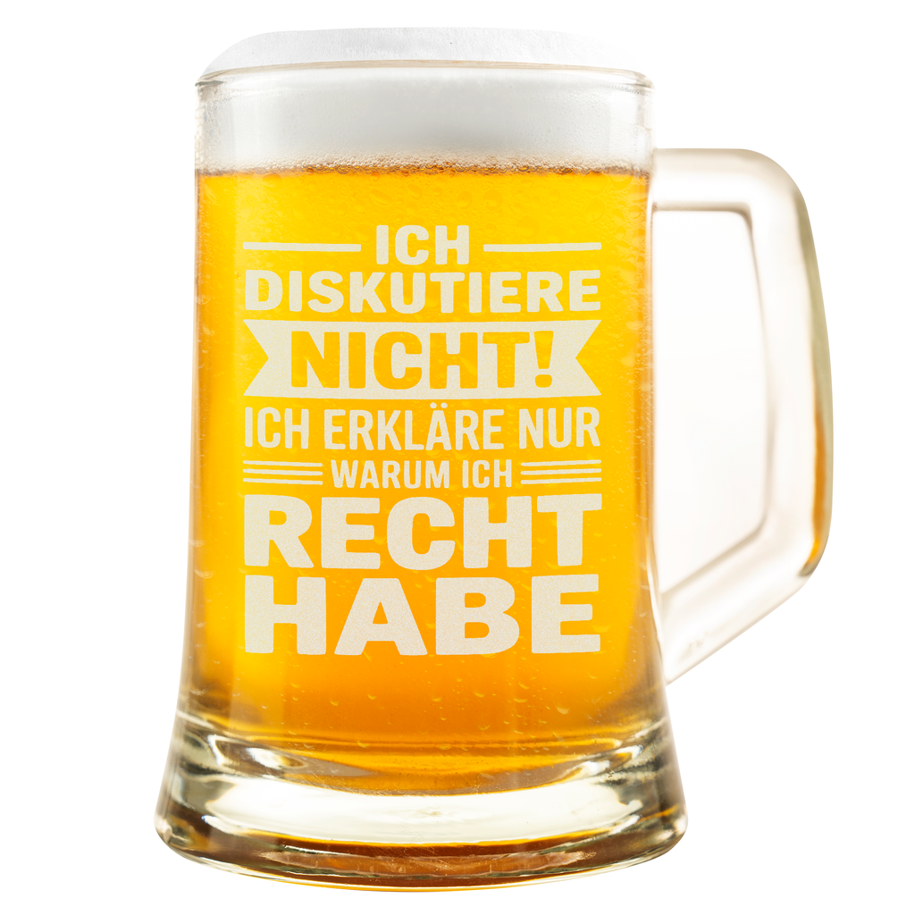 Witziger Bierkrug – Ich diskutiere nicht Motiv – Lustiges Geschenk für Männer, Kollegen, Freunde, Geburtstag, Büro & Feierabend