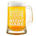 Witziger Bierkrug – Ich diskutiere nicht Motiv – Lustiges Geschenk für Männer, Kollegen, Freunde, Geburtstag, Büro & Feierabend