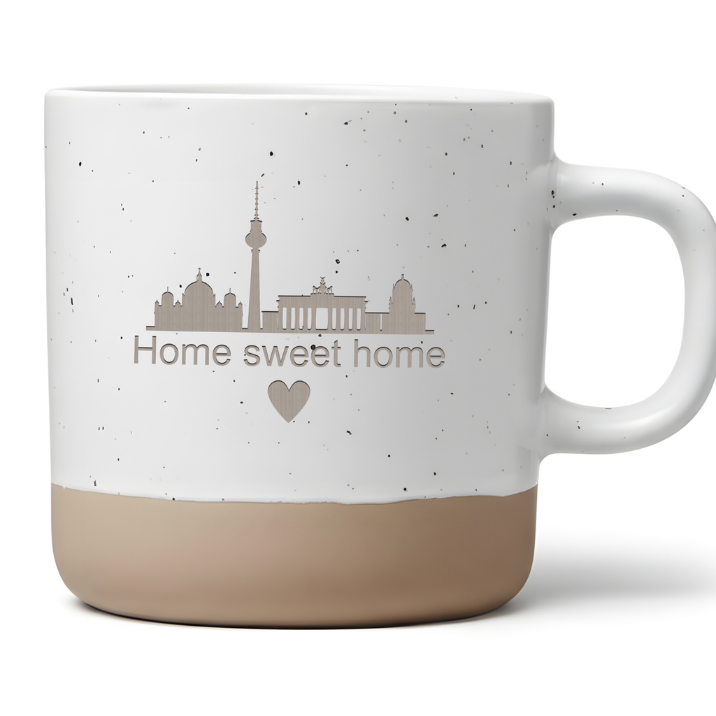 Berlin Tasse Home sweet home, Kaffeetasse Skyline Berlin, Heimat Geschenk Becher mit Herz, Einzugsgeschenk Berlin, Hauptstadt Tasse