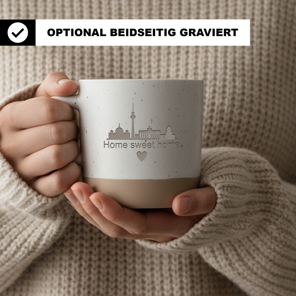 Berlin Tasse Home sweet home, Kaffeetasse Skyline Berlin, Heimat Geschenk Becher mit Herz, Einzugsgeschenk Berlin, Hauptstadt Tasse