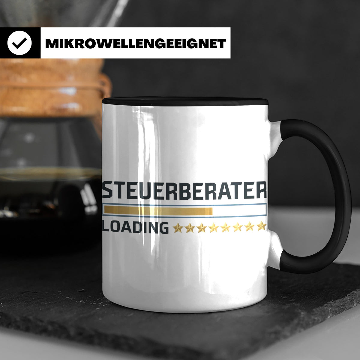 Steuerberater Tasse Loading | Geschenk bestandene Prüfung, l – Schwarz [farbe:schwarz]