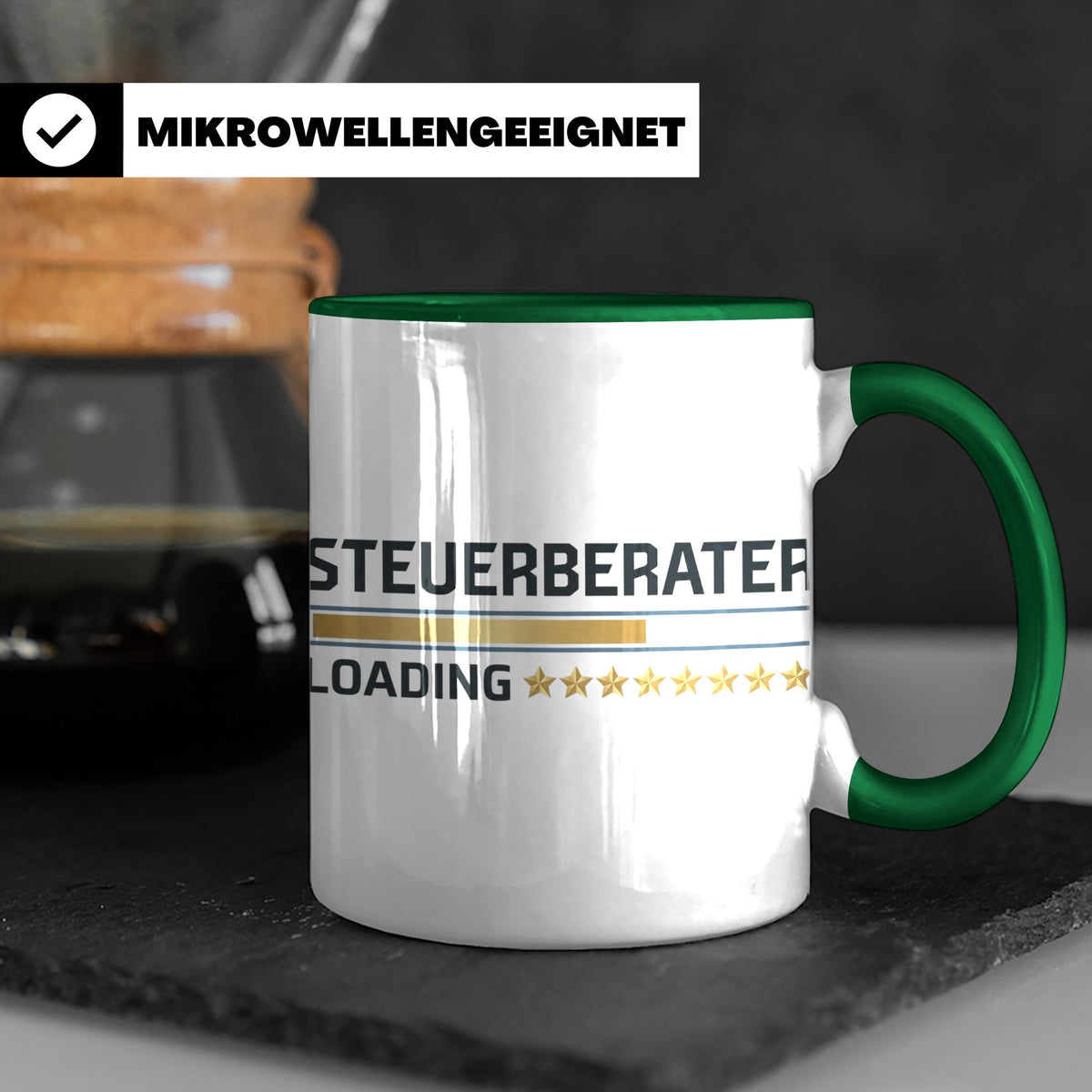 Steuerberater Tasse Loading | Geschenk bestandene Prüfung, l – Grün [farbe:grün]