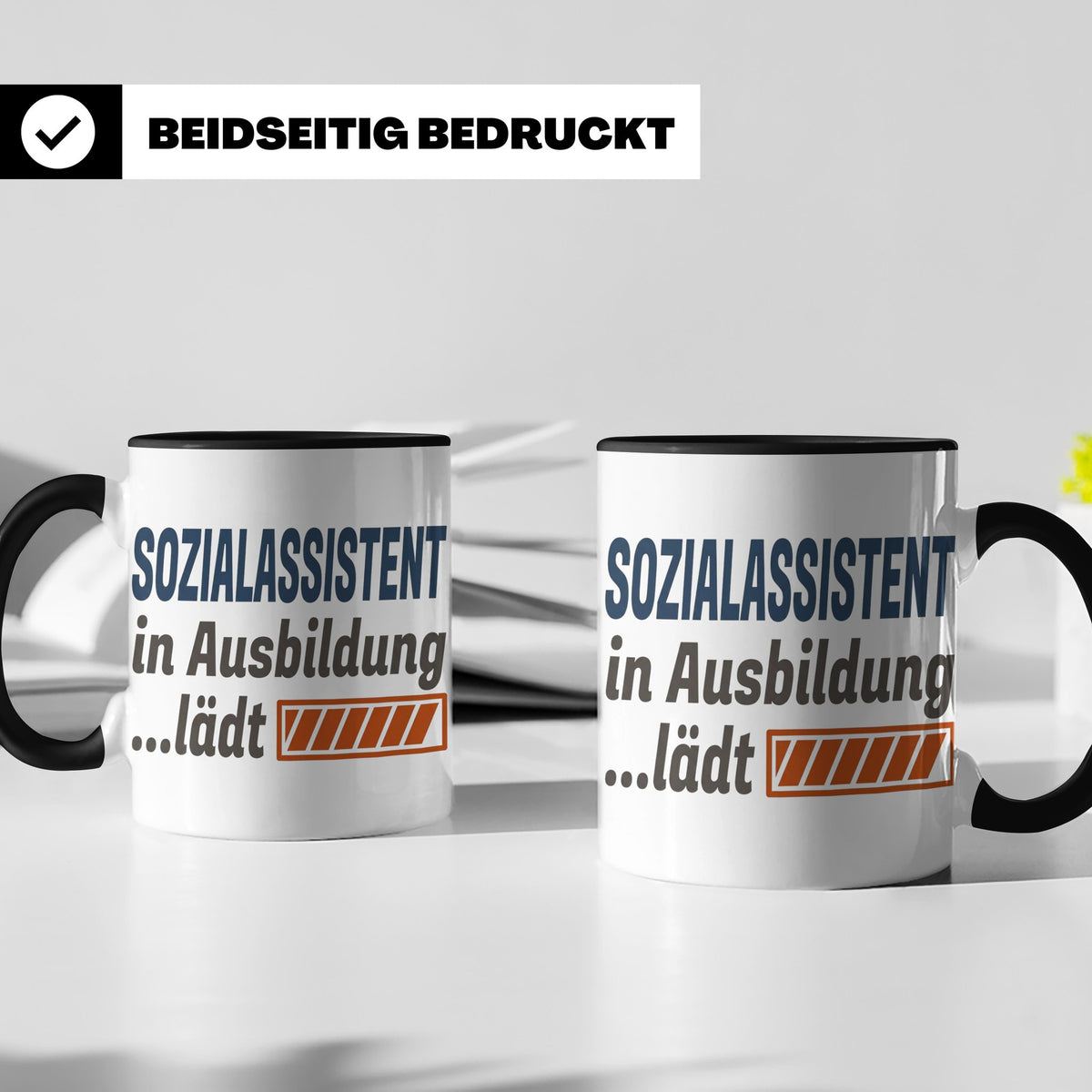 Sozialassistent in Ausbildung Tasse mit Spruch Ladebalken lä – Schwarz [farbe:schwarz]