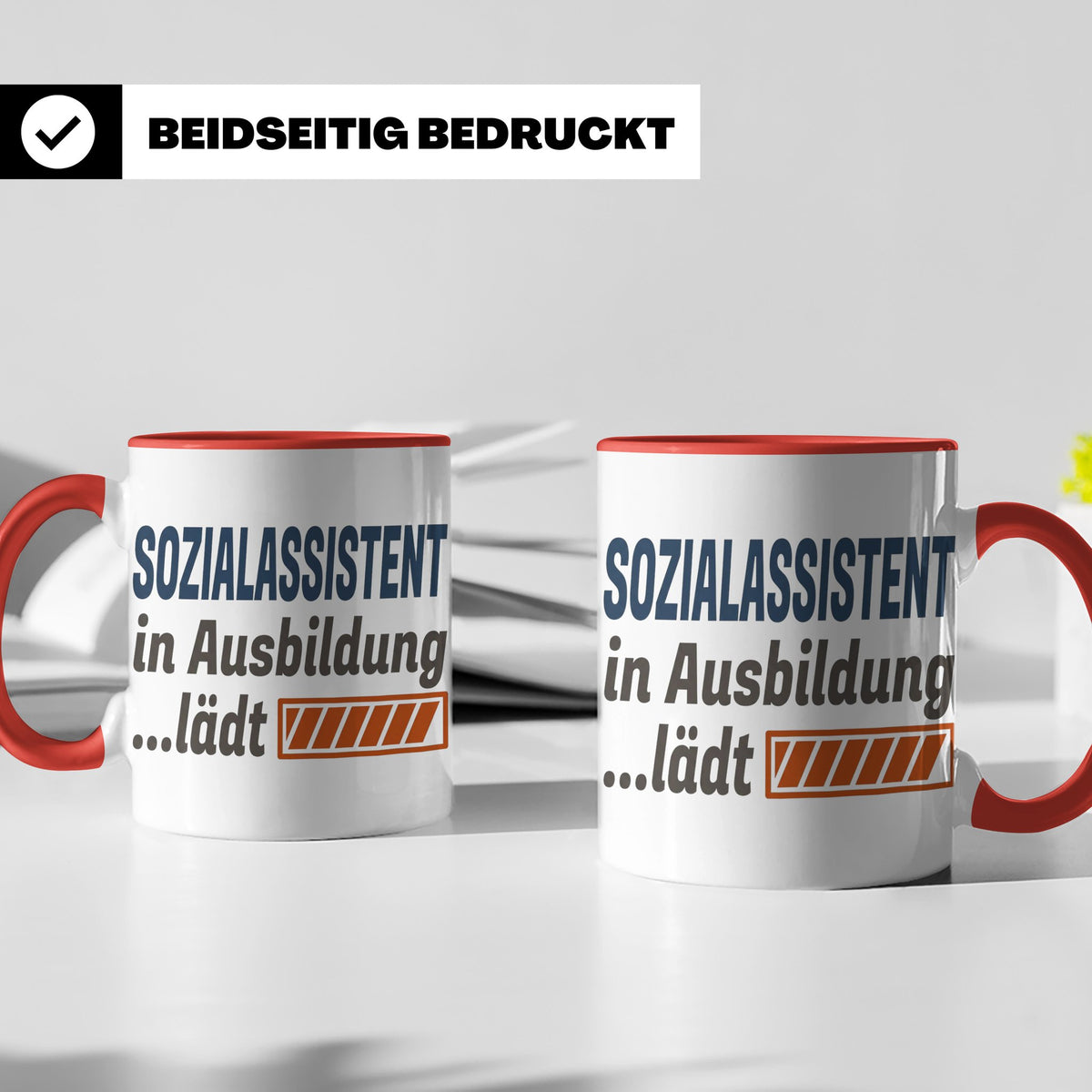 Sozialassistent in Ausbildung Tasse mit Spruch Ladebalken lä – Rot [farbe:rot]