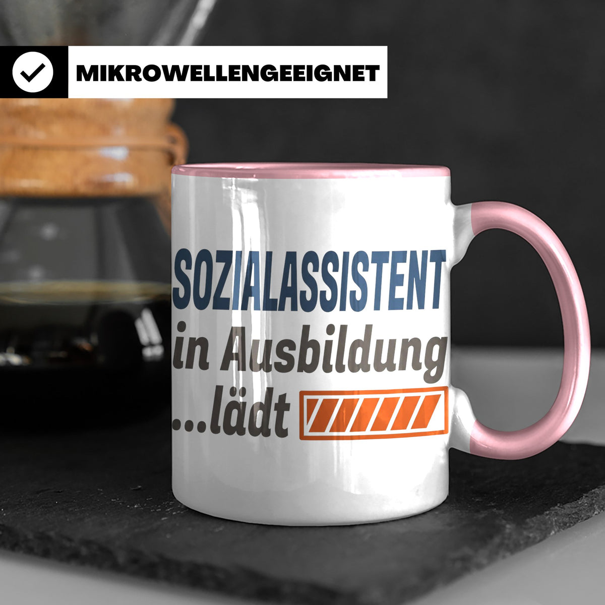 Sozialassistent in Ausbildung Tasse mit Spruch Ladebalken lä – Rosa [farbe:rosa]