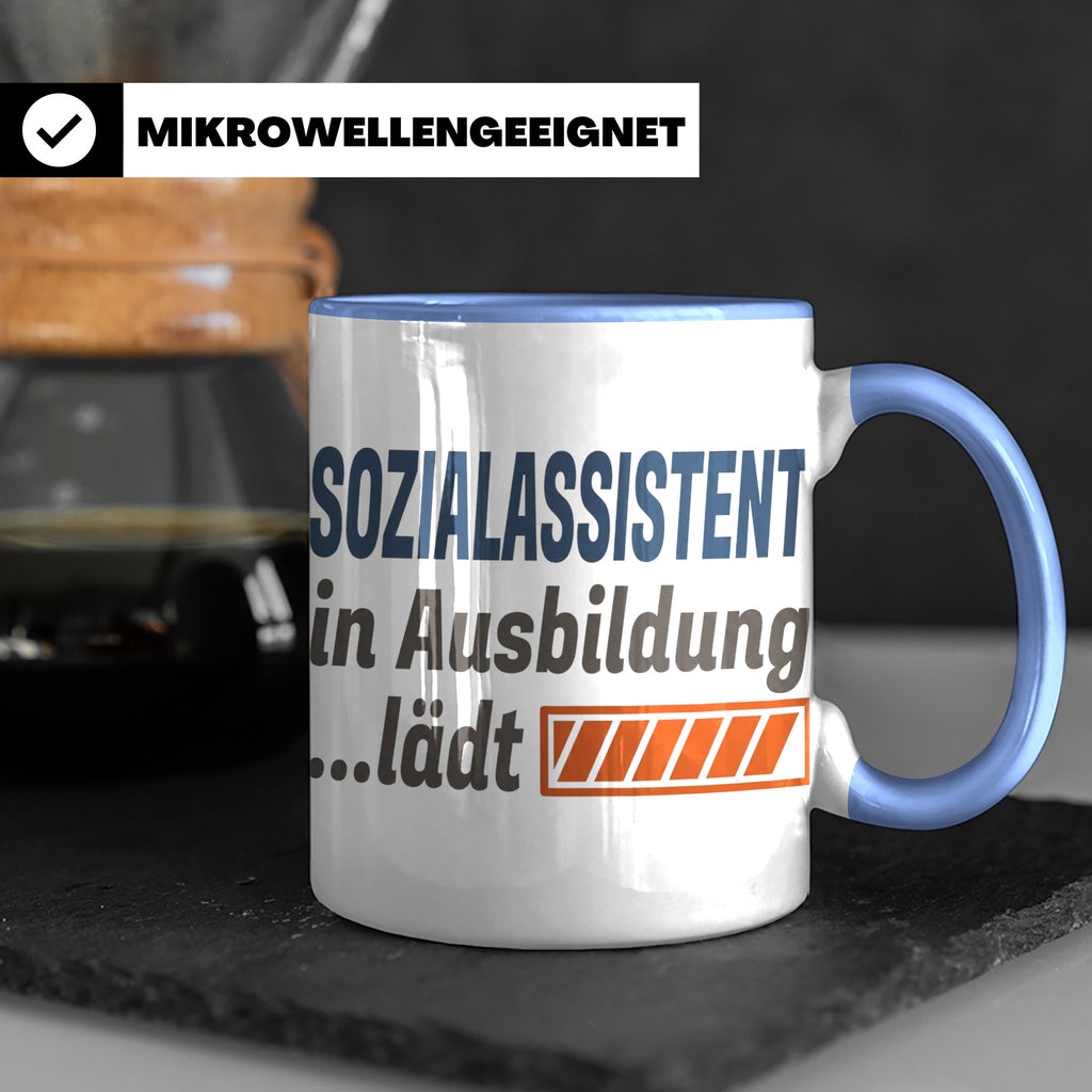 Sozialassistent in Ausbildung Tasse mit Spruch Ladebalken lä – Blau [farbe:blau]