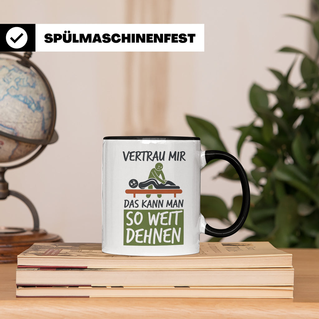 Physiotherapeut Tasse mit Spruch Vertrau mir das kann man de – Schwarz [farbe:schwarz]