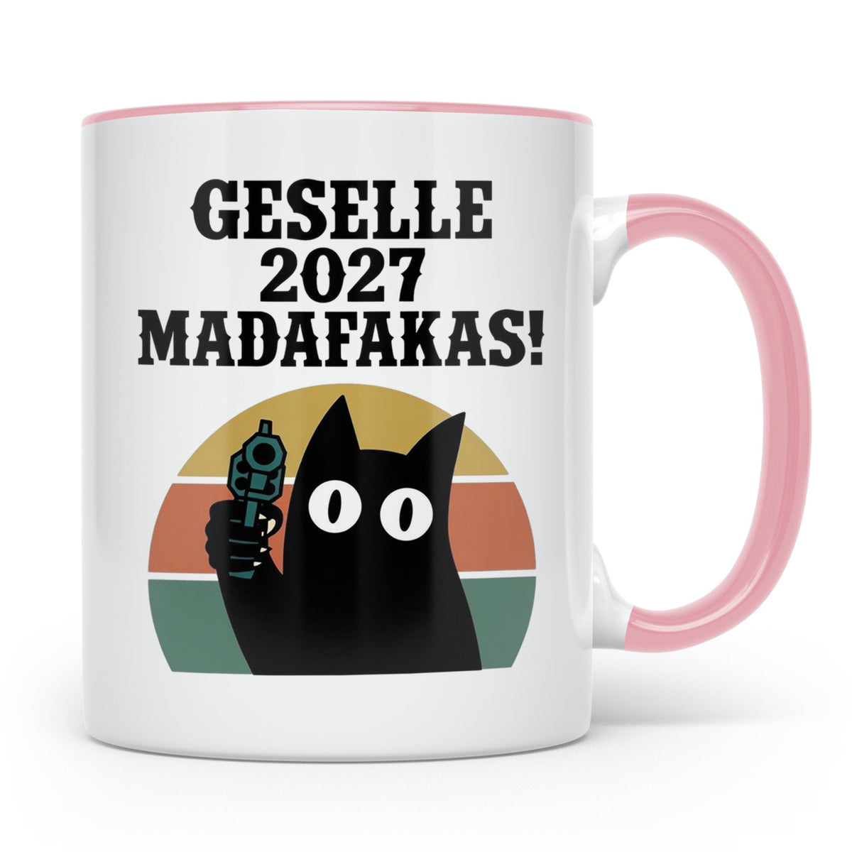 Geselle 2027 Tasse mit Madafakas Katze | Geschenk für Azubi  – Rosa [farbe:rosa]