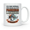 Fahrzeuglackierer Tasse mit Spruch 'Ich war normal', Geschen – Weiß [farbe:weiß]
