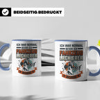 Fahrzeuglackierer Tasse mit Spruch 'Ich war normal', Geschen – Blau [farbe:blau]