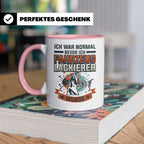 Fahrzeuglackierer Tasse mit Spruch 'Ich war normal', Geschen – Rosa [farbe:rosa]