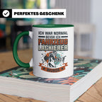 Fahrzeuglackierer Tasse mit Spruch 'Ich war normal', Geschen – Grün [farbe:grün]