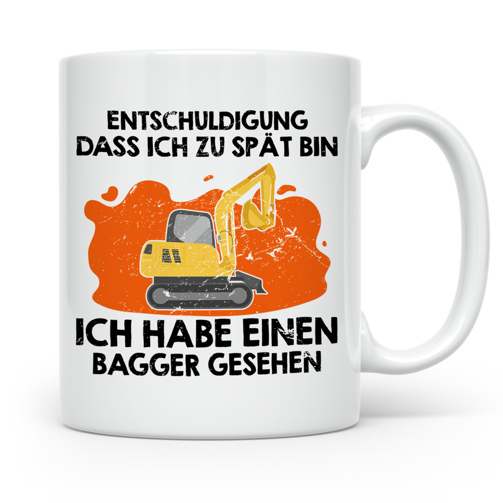 Bagger Tasse - Baustellenfahrzeug Motiv für Bauarbeiter & Ba – Weiß [farbe:weiß]