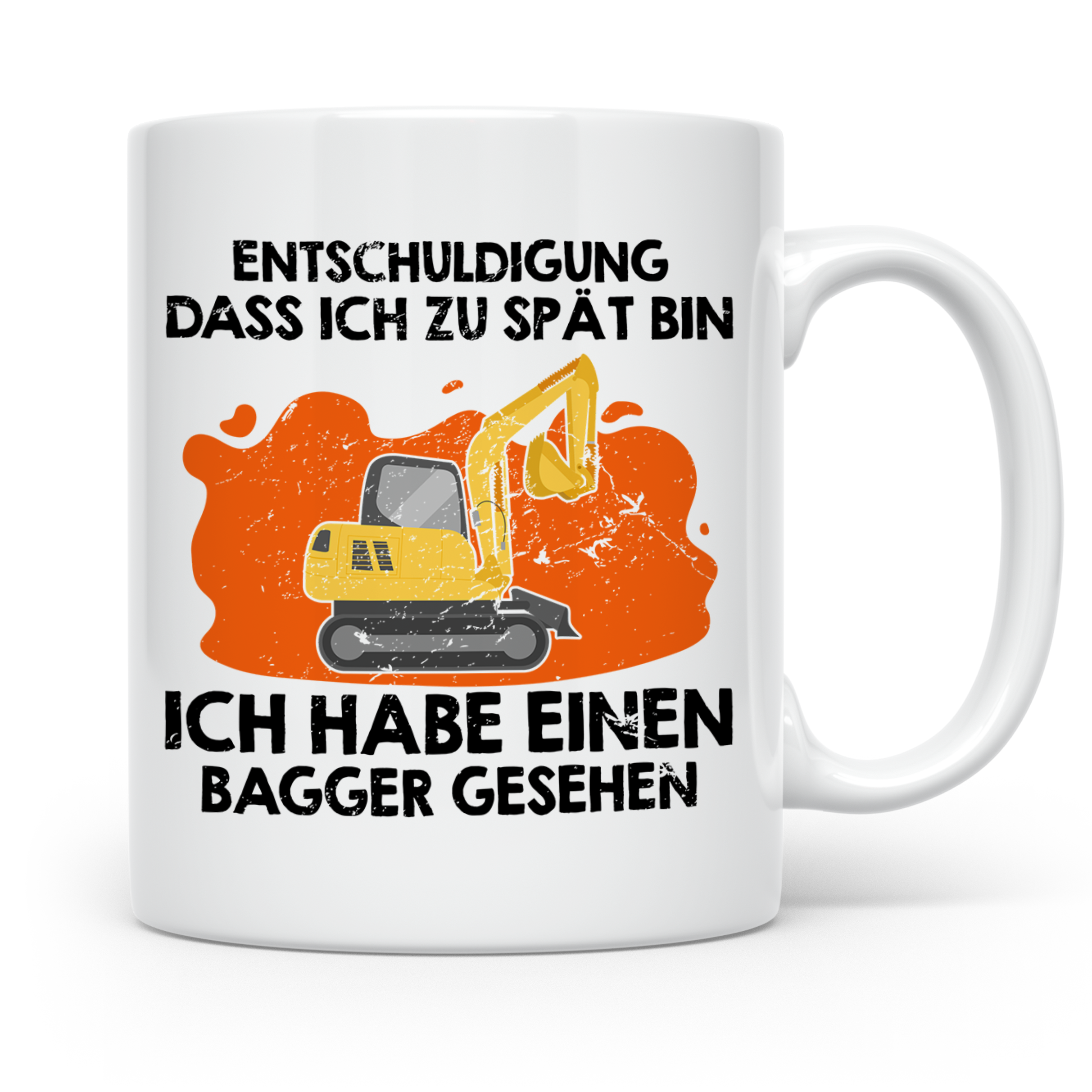 Bagger Tasse - Baustellenfahrzeug Motiv für Bauarbeiter & Ba – Weiß [farbe:weiß]