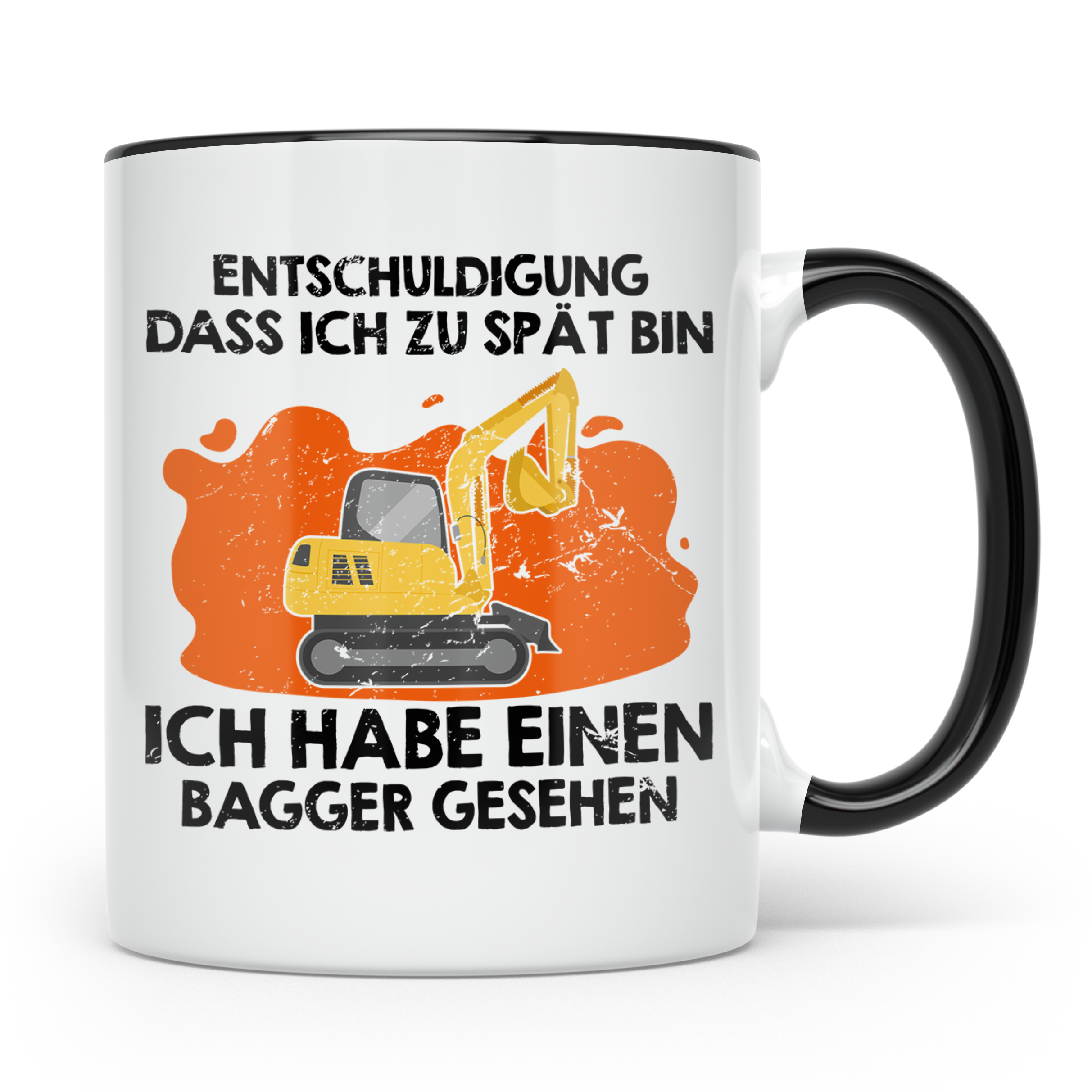 Bagger Tasse - Baustellenfahrzeug Motiv für Bauarbeiter & Ba – Schwarz [farbe:schwarz]