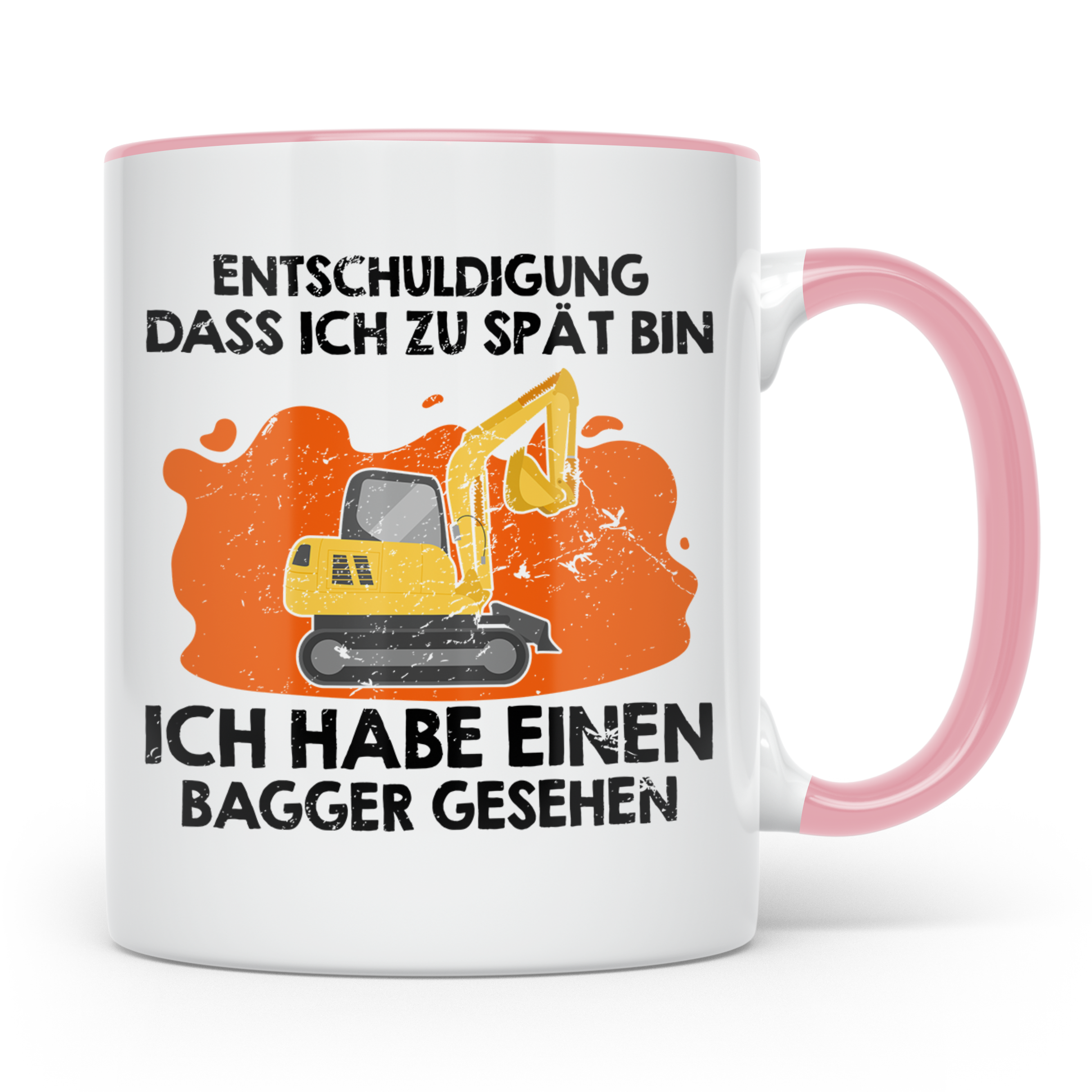 Bagger Tasse - Baustellenfahrzeug Motiv für Bauarbeiter & Ba – Rosa [farbe:rosa]