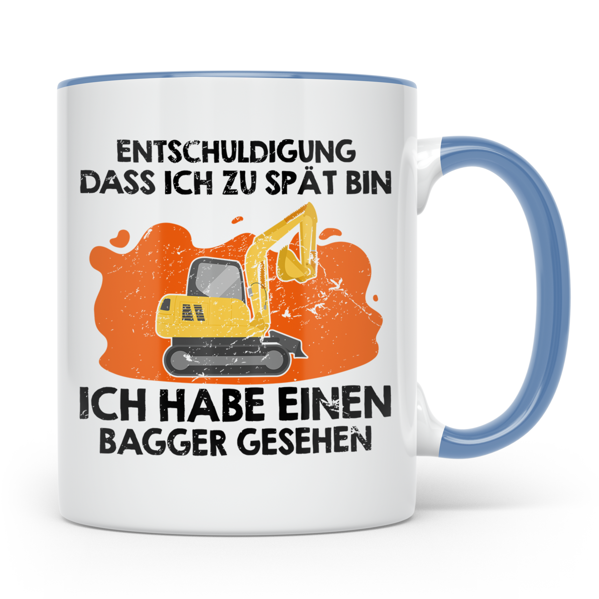 Bagger Tasse - Baustellenfahrzeug Motiv für Bauarbeiter & Ba – Blau [farbe:blau]