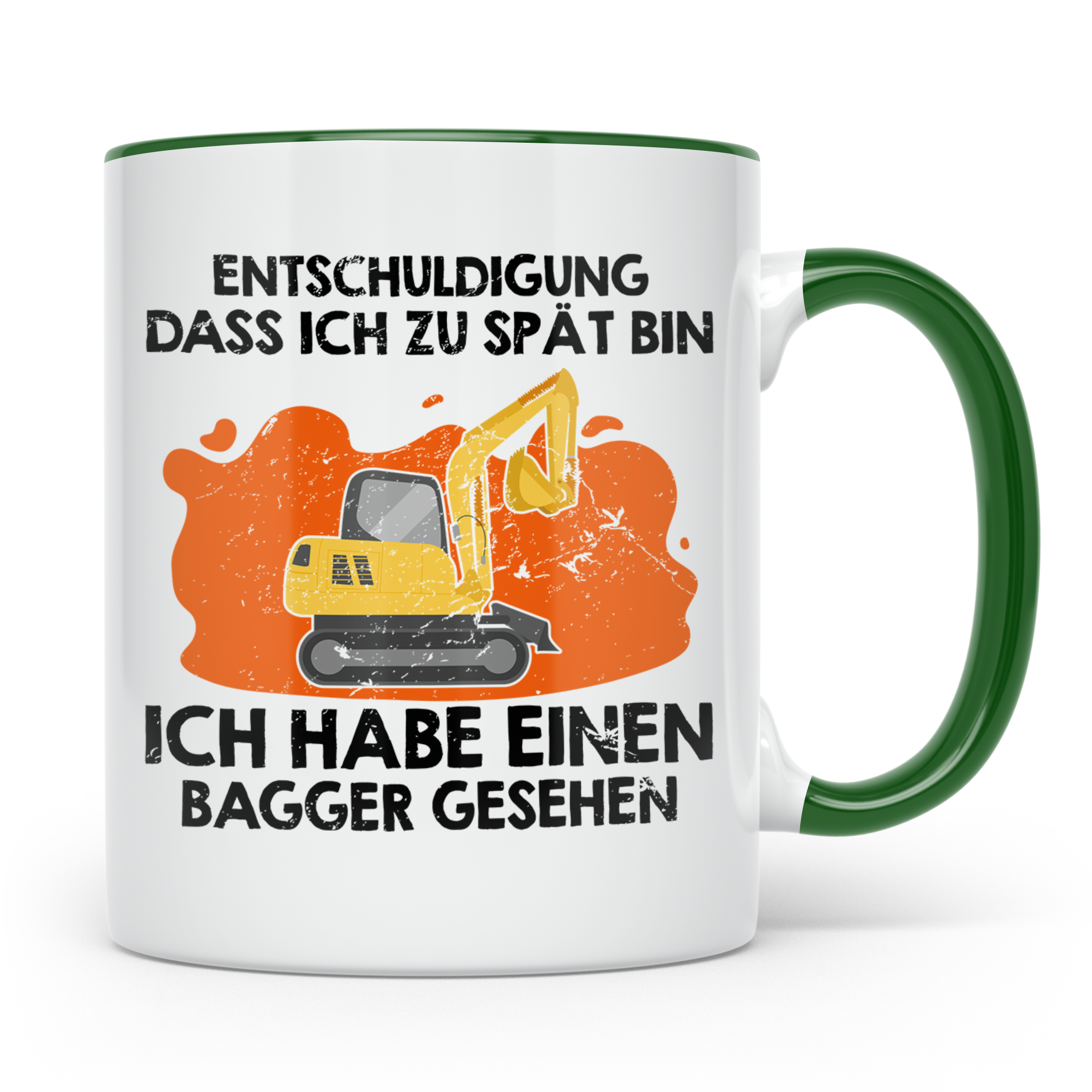 Bagger Tasse - Baustellenfahrzeug Motiv für Bauarbeiter & Ba – Grün [farbe:grün]