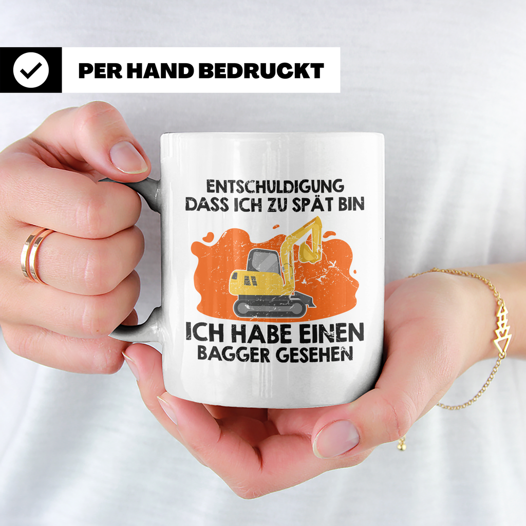 Bagger Tasse - Baustellenfahrzeug Motiv für Bauarbeiter & Ba – Weiß [farbe:weiß]