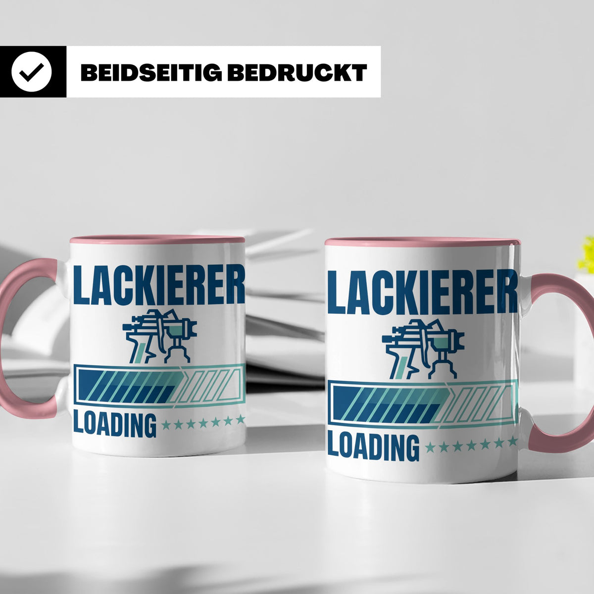 Lackierer Tasse mit Spruch Loading | Kaffeetasse für Maler,  – Rosa [farbe:rosa]