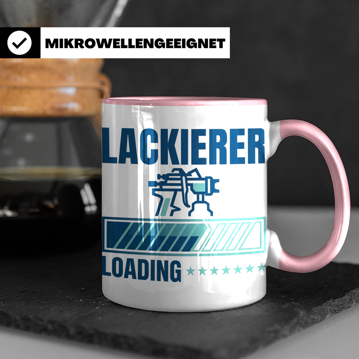 Lackierer Tasse mit Spruch Loading | Kaffeetasse für Maler,  – Rosa [farbe:rosa]
