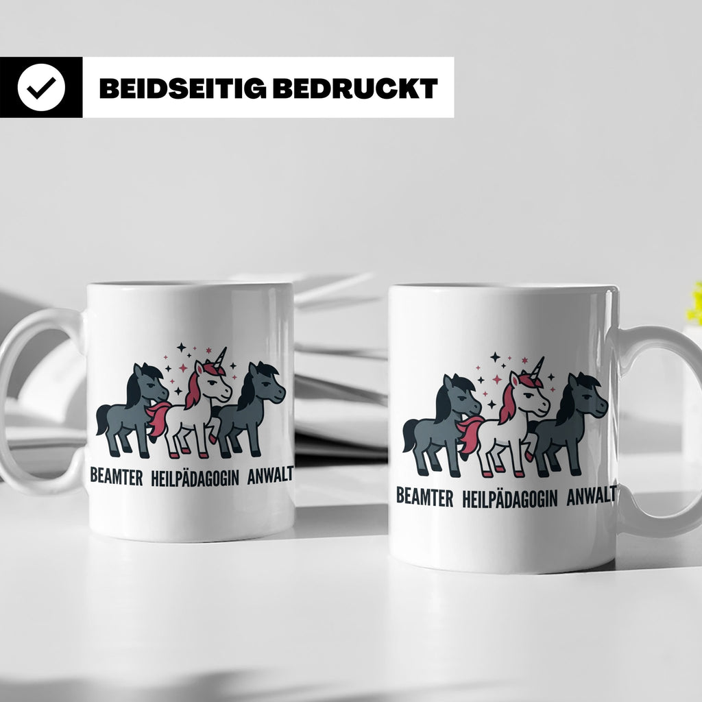 Heilpädagogin Tasse lustig Einhorn Beamter Anwalt Kaffeebech – Weiß [farbe:weiß]