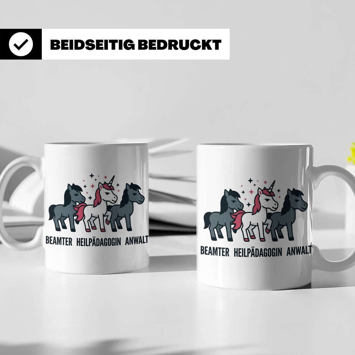 Heilpädagogin Tasse lustig Einhorn Beamter Anwalt Kaffeebech – Weiß [farbe:weiß]