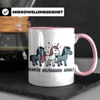 Heilpädagogin Tasse lustig Einhorn Beamter Anwalt Kaffeebech – Rosa [farbe:rosa]