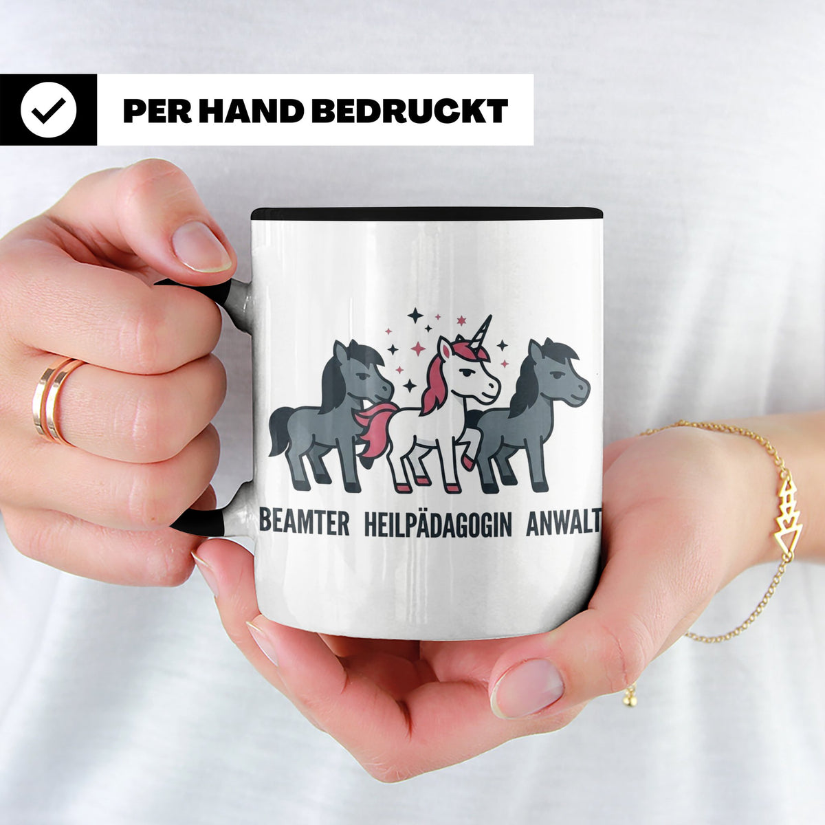 Heilpädagogin Tasse lustig Einhorn Beamter Anwalt Kaffeebech – Schwarz [farbe:schwarz]