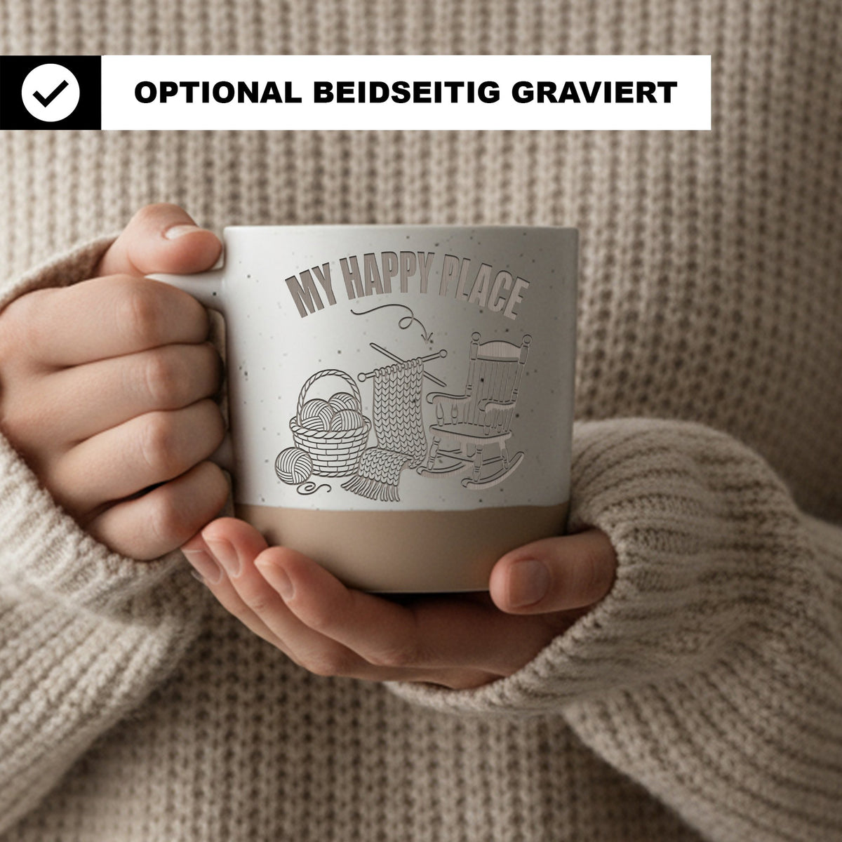 Stricken Tasse My Happy Place - Lustiges Geschenk für Strickerin Oma - – Bild 2