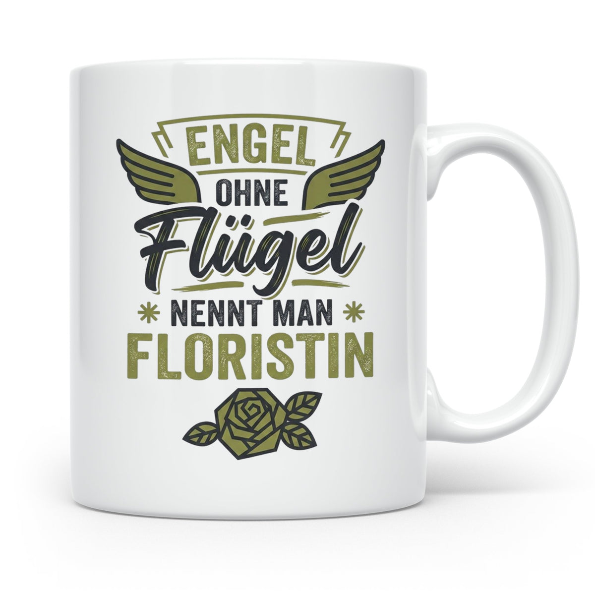 Floristin Tasse mit Spruch Engel ohne Flügel, Geschenk für G – Weiß [farbe:weiß]
